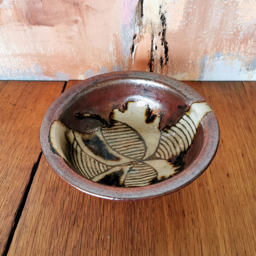 Keramikvase, braun mit Muster