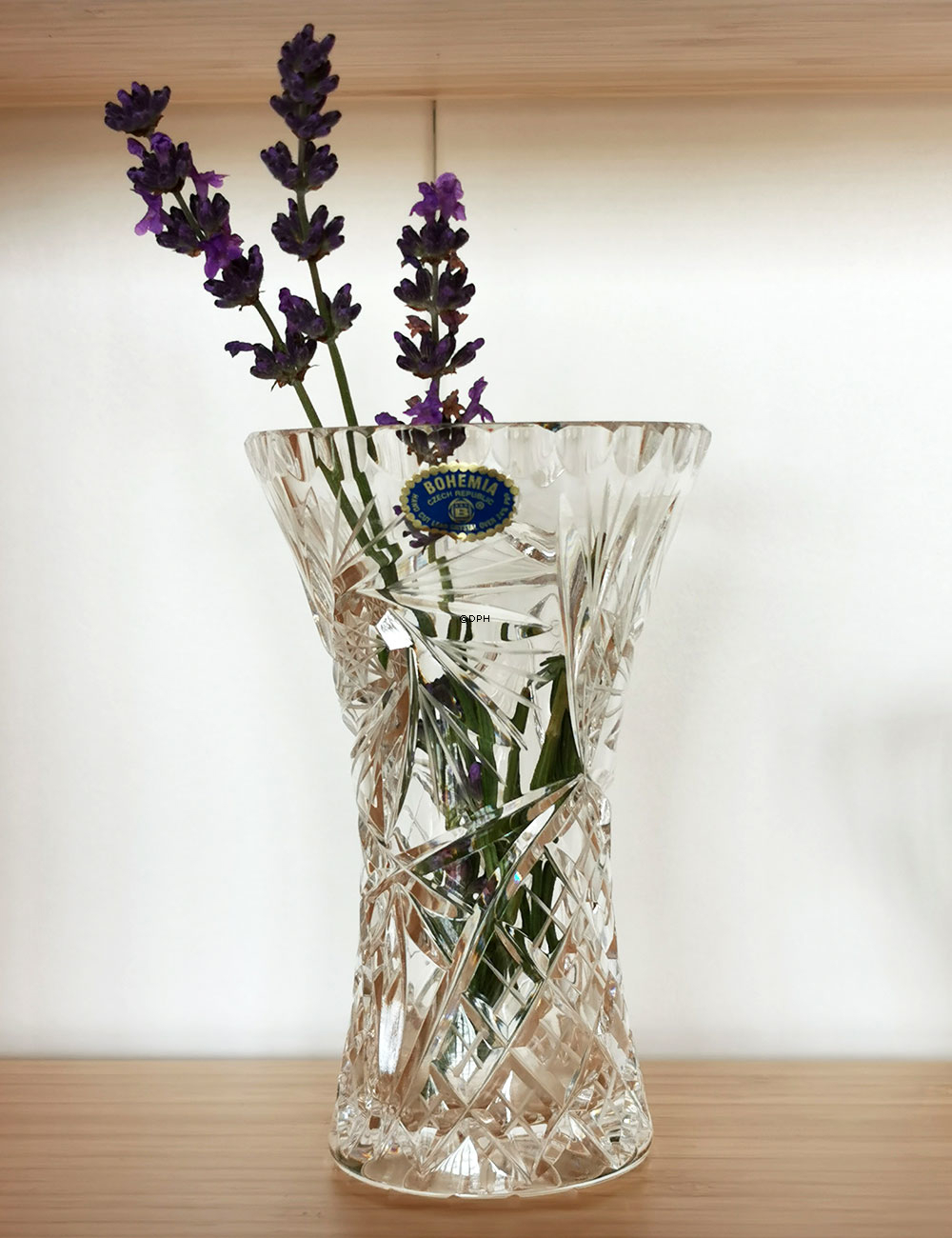 Kristallglass Vase mit Gravuren