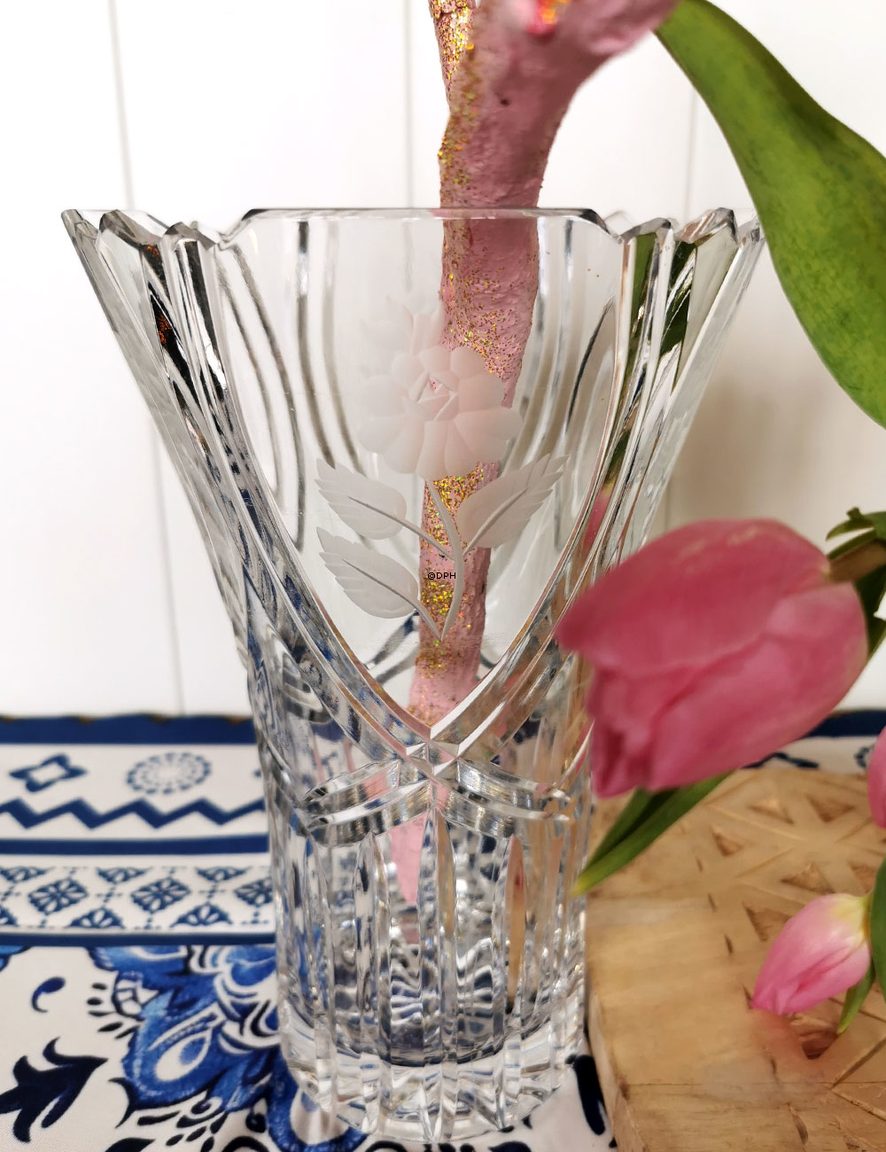 Glas Vase mit Schliffen