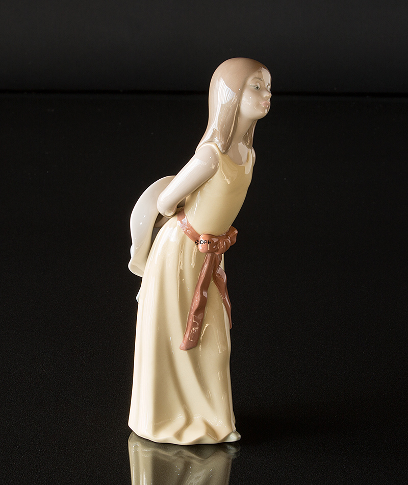 Lladro Figur Mädchen mit Hut, Höhe 25 cm