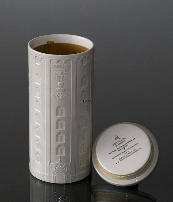 Zigarrenkrug, geformt wie der runde Turm in Kopenhagen, Aluminia