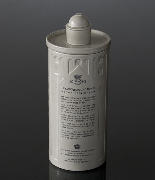 Zigarrenkrug, geformt wie der runde Turm in Kopenhagen, Aluminia