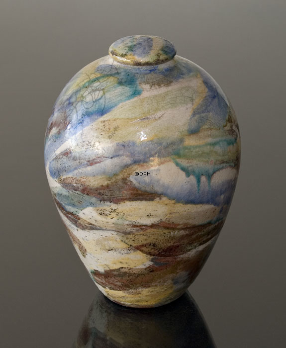 Einzigartiger Krug mit Deckel, handgefertigt von Sussie Herold, Dänemark