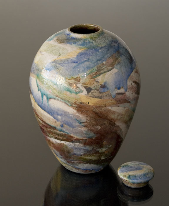 Einzigartiger Krug mit Deckel, handgefertigt von Sussie Herold, Dänemark