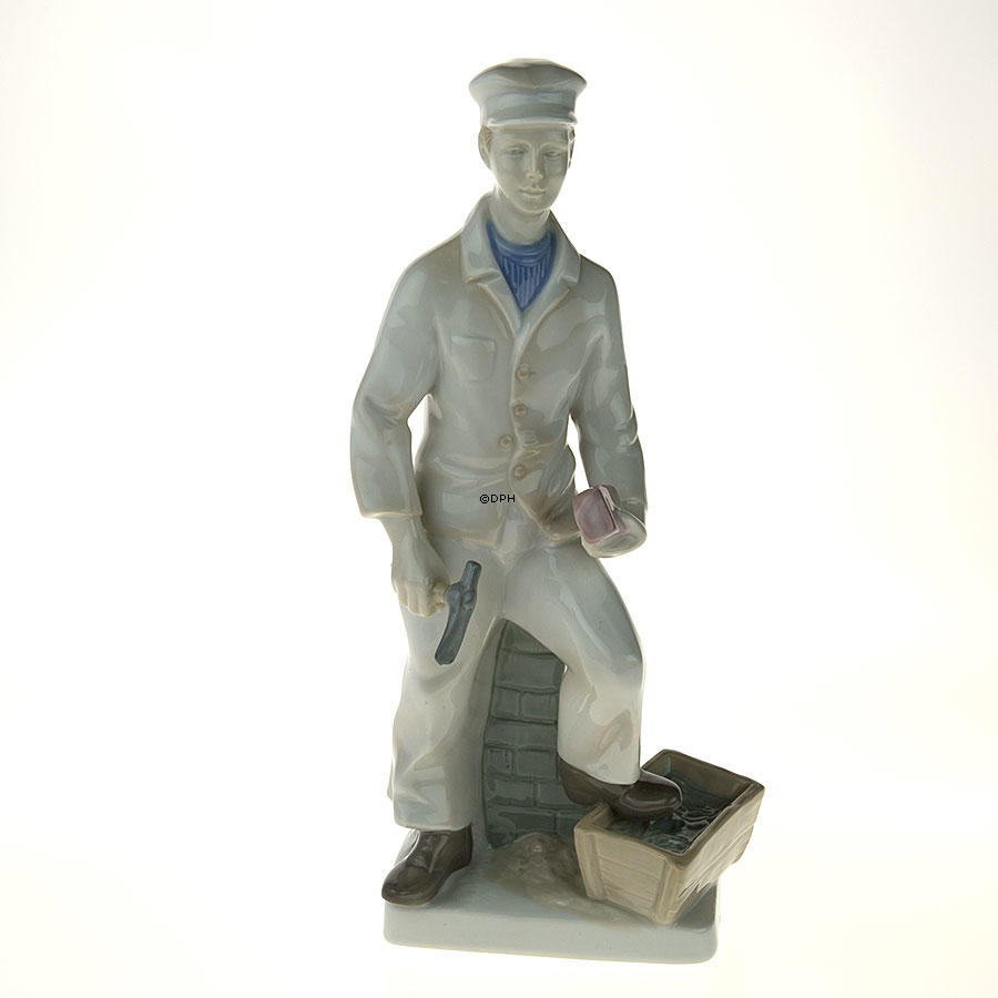 Porzellanfigur Maurer Nr. 10118, mit GDR und Krone markiert