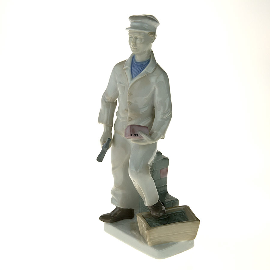 Porzellanfigur Maurer Nr. 10118, mit GDR und Krone markiert