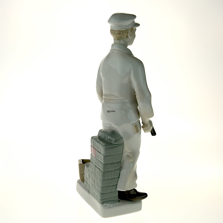Porzellanfigur Maurer Nr. 10118, mit GDR und Krone markiert