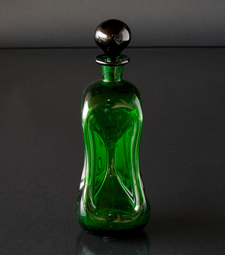 Holmegaard Grüne Glug-Flasche mit Pfropfen, Glas