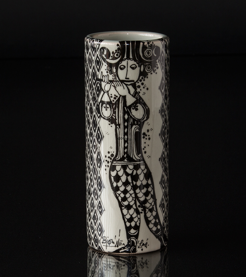 Vase Björn Wiinblad Duet mit Flötenspieler und Schlagzeuger Nr. 3158-1316