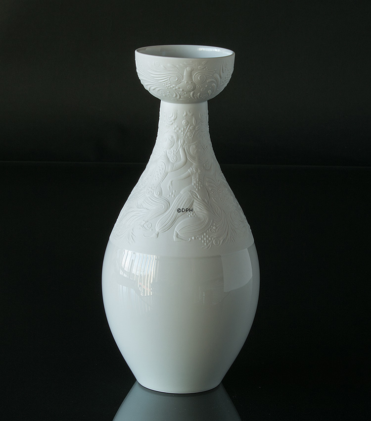 Vase Rosenthal Björn Wiinblad, Weiß mit Reliefdekor