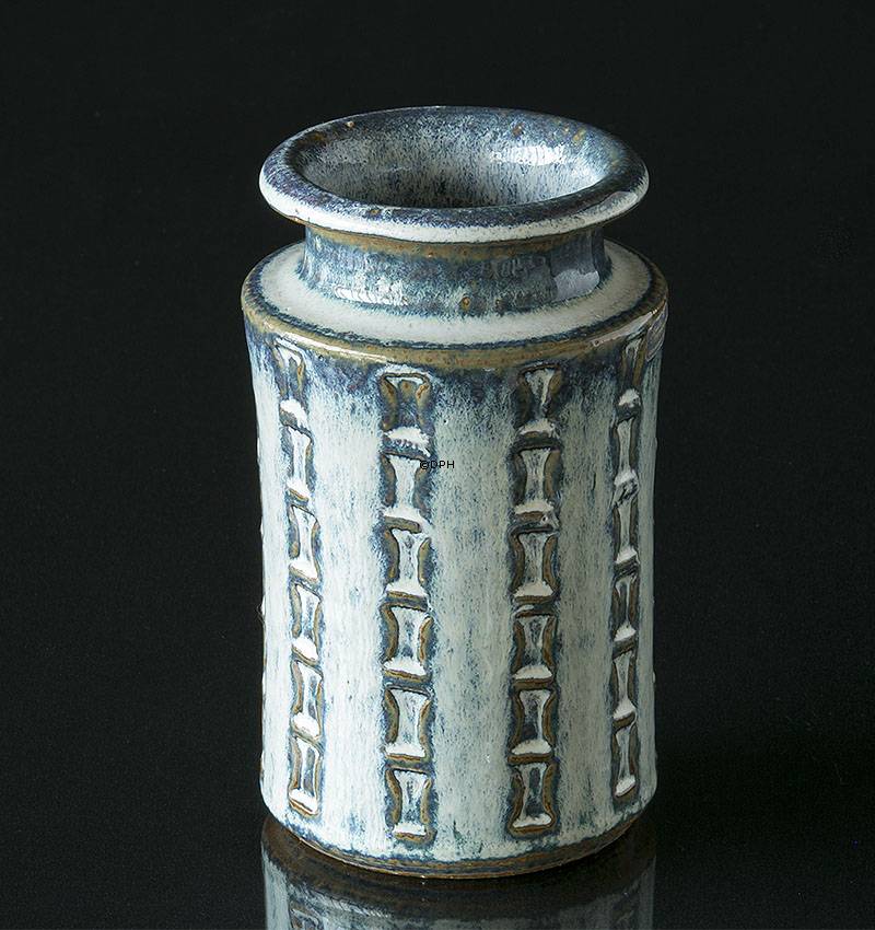 Blau/Grau S&#xF8;holm Vase Nr. 3180-1, 16cm