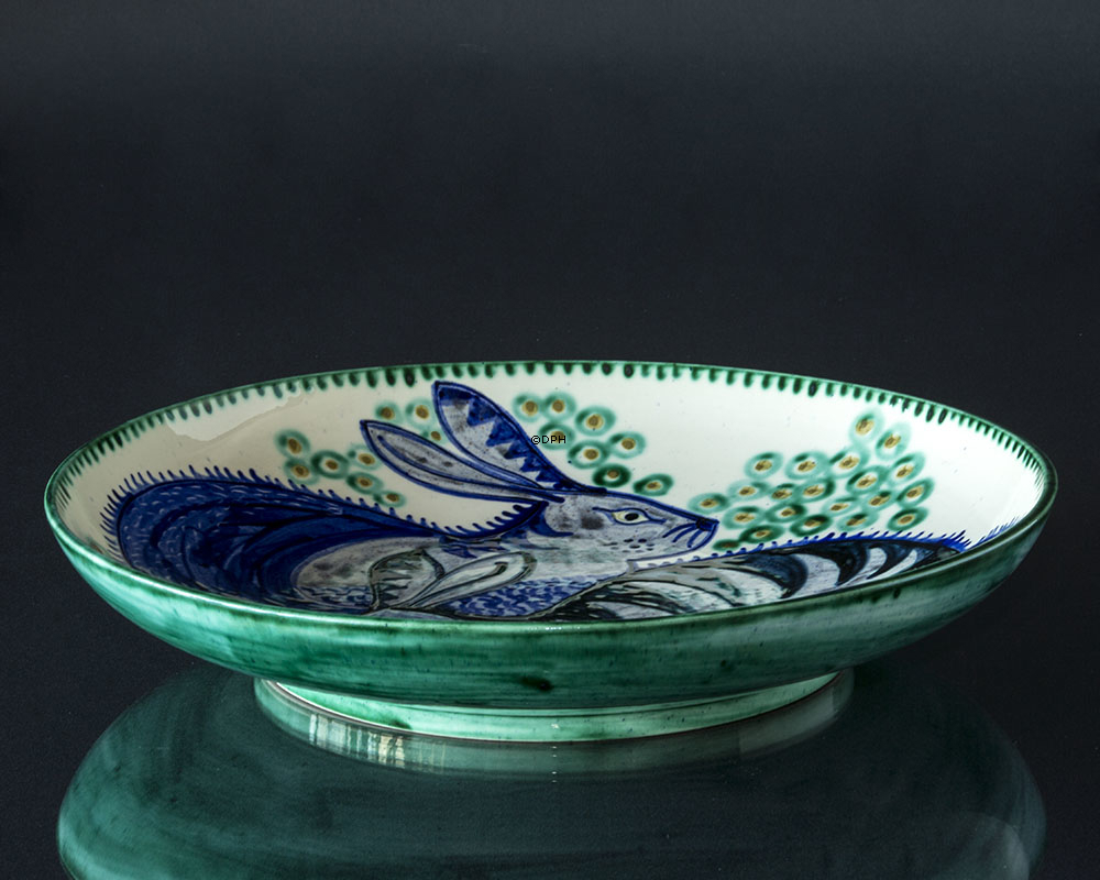 Große Keramikschale von Svend P mit Kaninchen