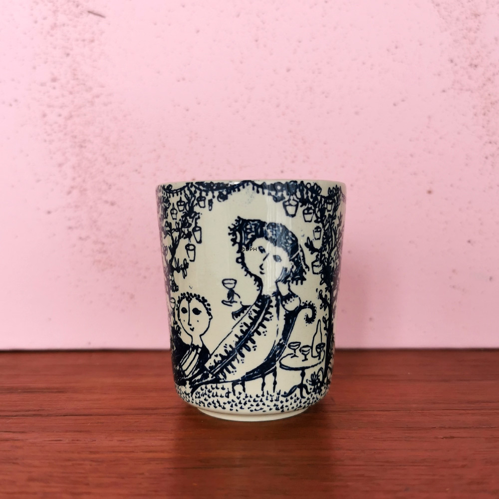 Kleine Vase oder Becher, Bjørn Wiinblad Nymølle, blaue Strichzeichnung Nr. 3106-345