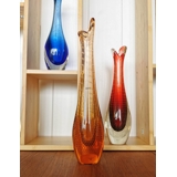 Vase, Holmegaard, Glas Braun mit Blasen