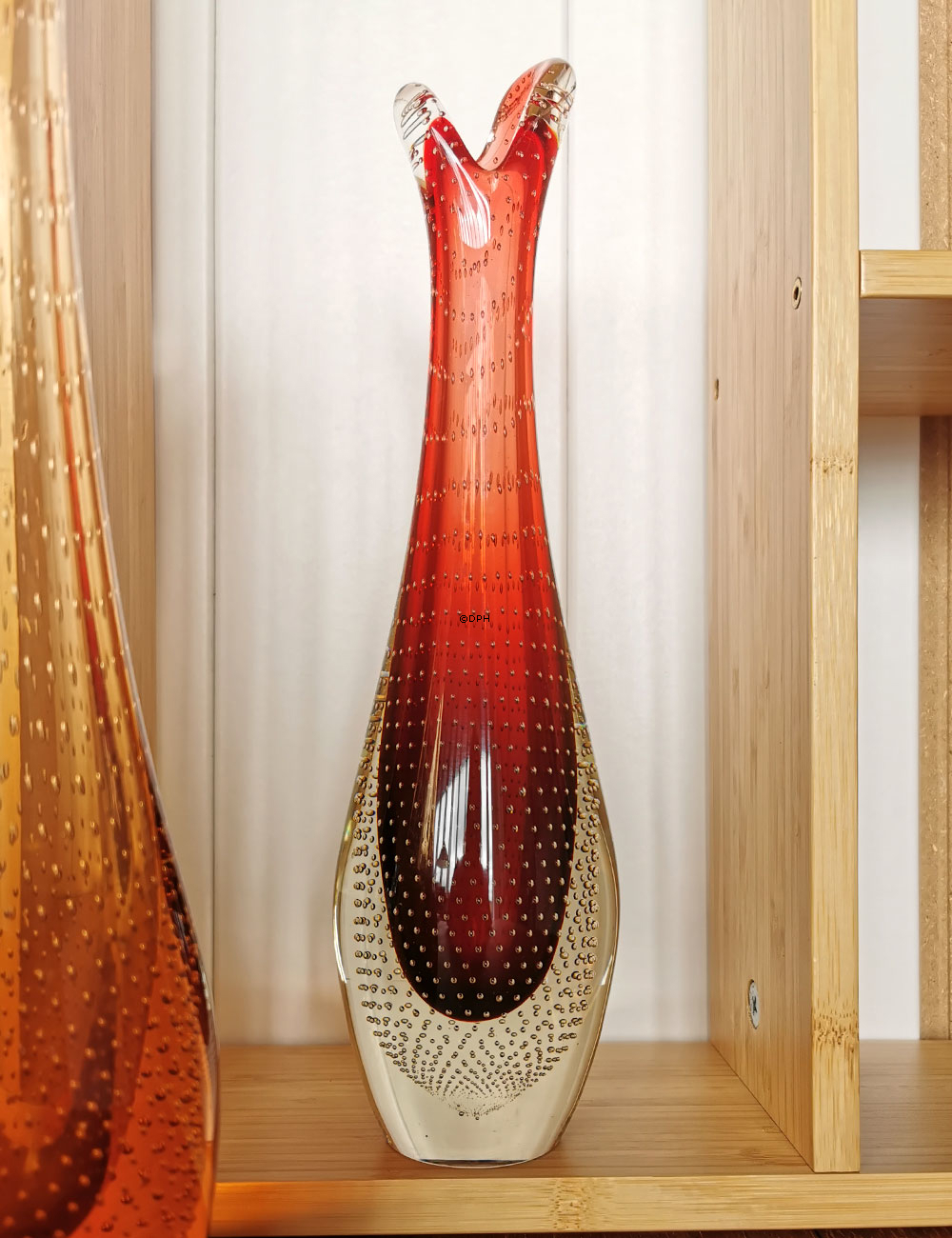 Vase, Holmegaard, Glas Rot mit Blasen