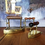 Messing Bügeleisen mit Öffnung auf der Rückseite mit intaktem Heizstein (8)