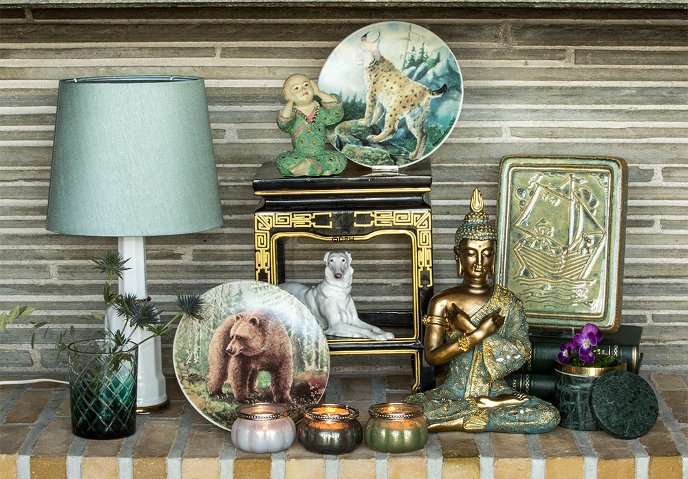 Relief mit Fischermann mit Hund in seinem Boot, Søholm, Steinzeug Nr. 3506