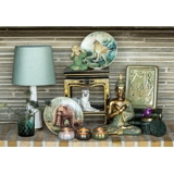 Relief mit Fischermann mit Hund in seinem Boot, Søholm, Steinzeug Nr. 3506