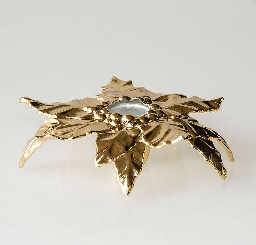 Karen Blixen Kerzenhalter, vergoldet Stechpalme