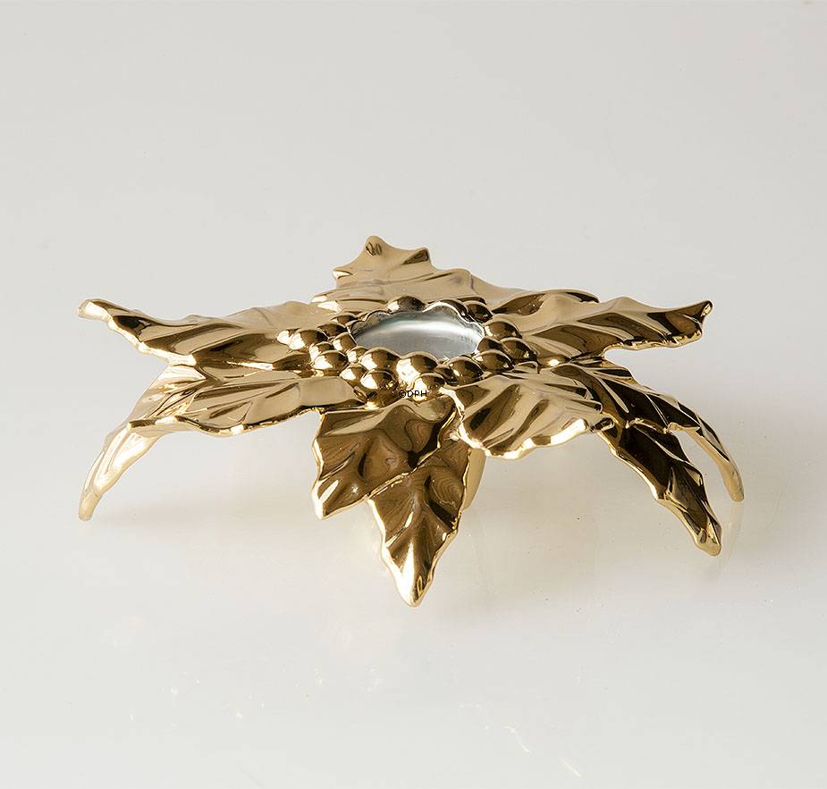 Karen Blixen Kerzenhalter, vergoldet Stechpalme