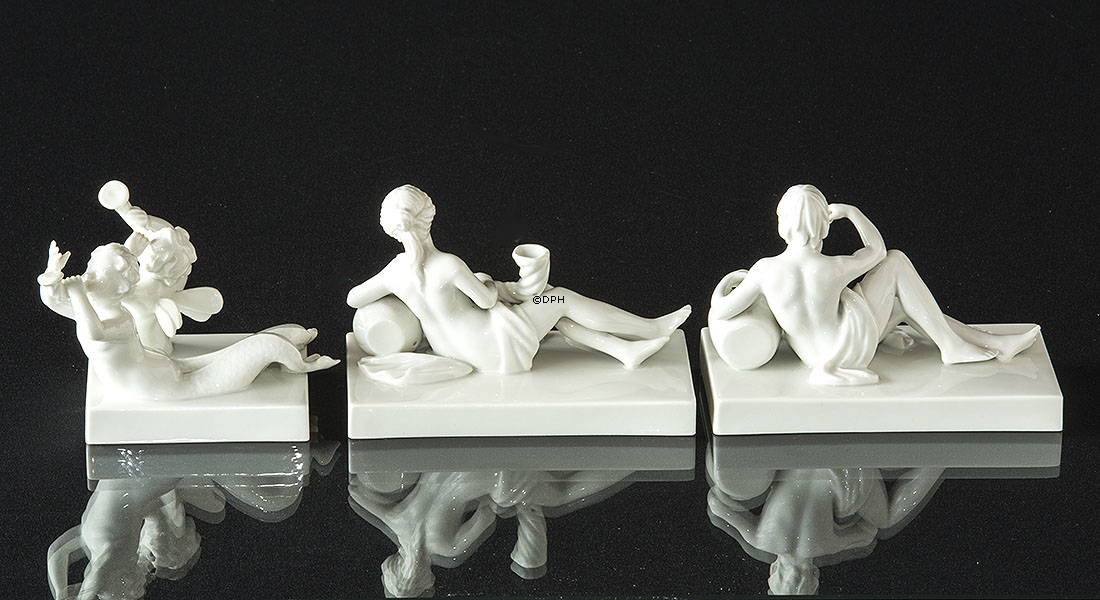 RC Figuren Nr. 12245, 12246 und 12247, Neptun - Nordsee, Meeresnymphen, Trompete spielend, Meerjungfrau - Ostsee