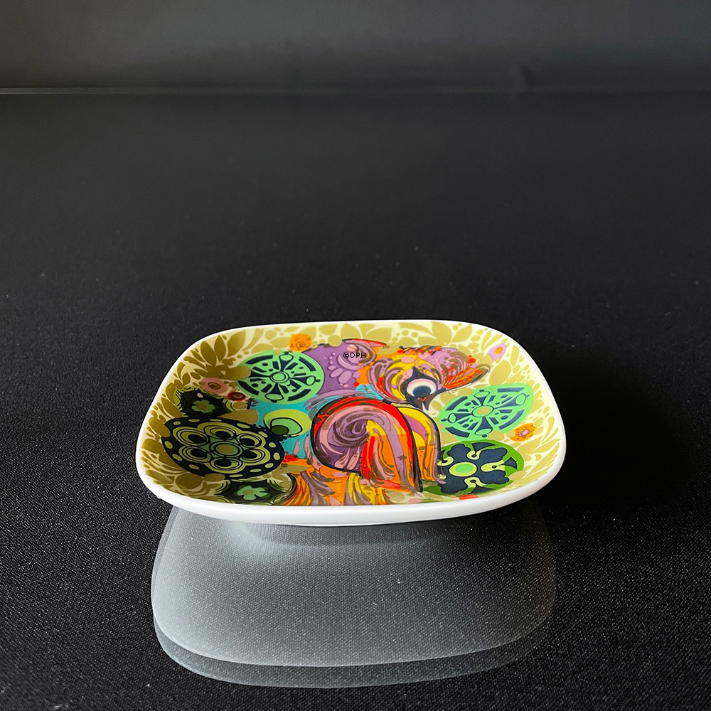 Wiinblad Teller, Vogel in bunten Farben dreieckig