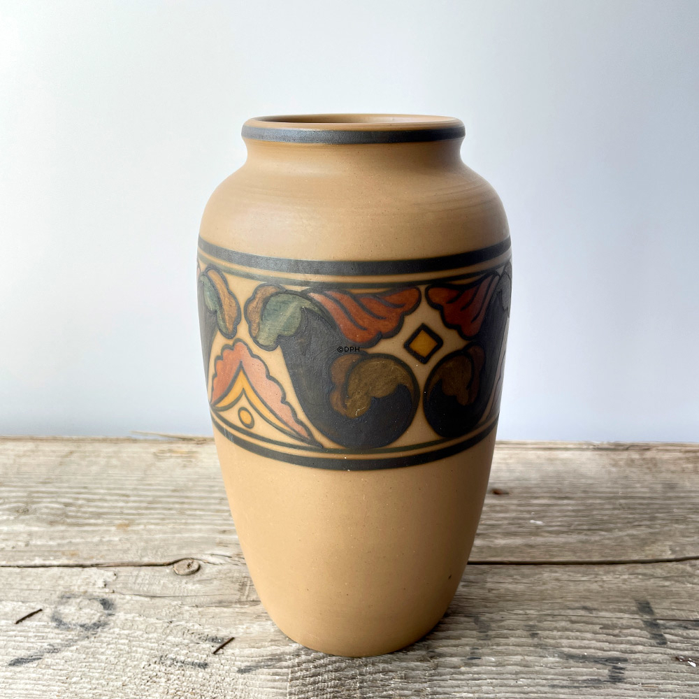 Hjorth Vase Nr. 53 mit Dekoration, Bornholmer Keramik