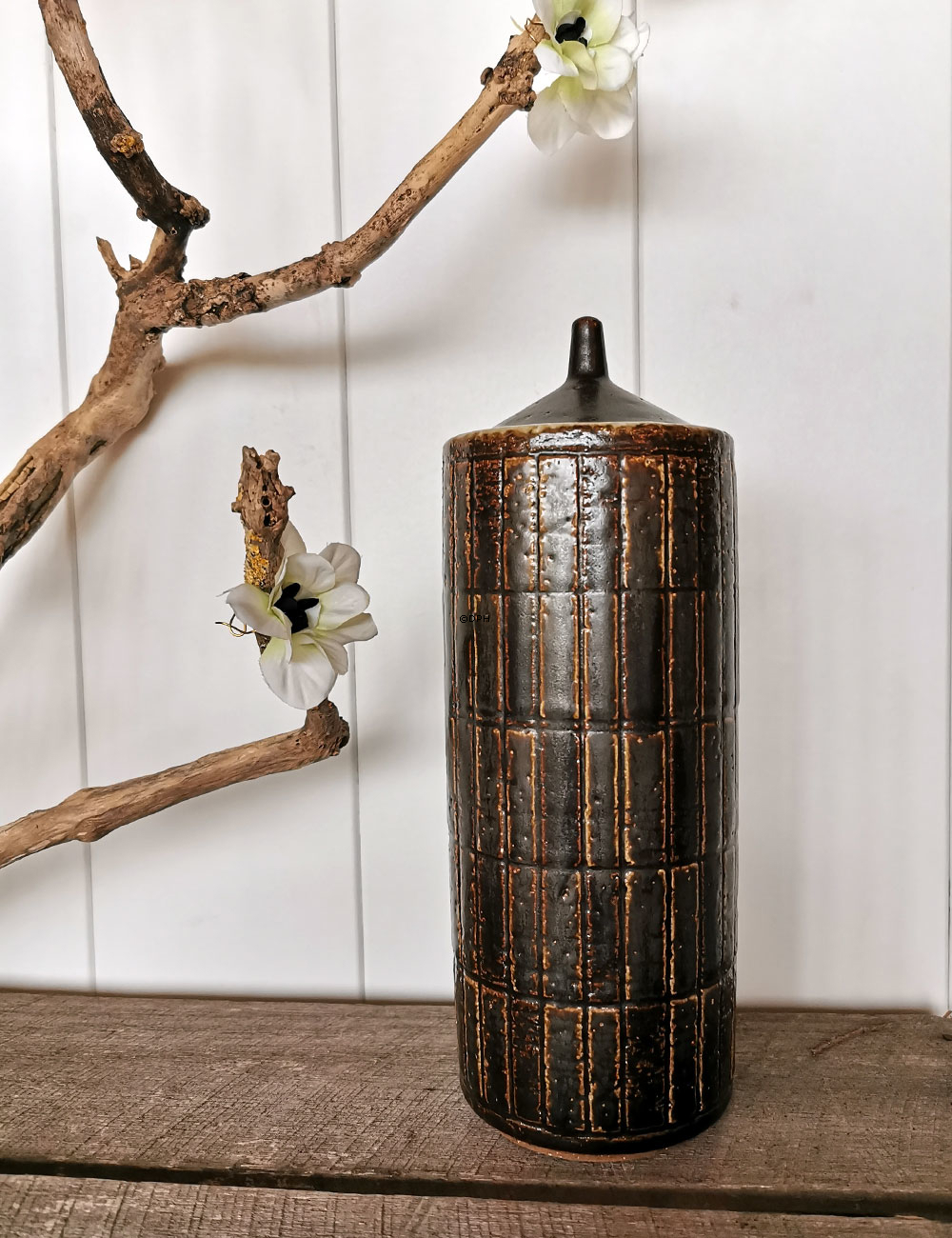 Palshus Steingutdose mit Deckel, Nr. 211, Höhe 26 cm