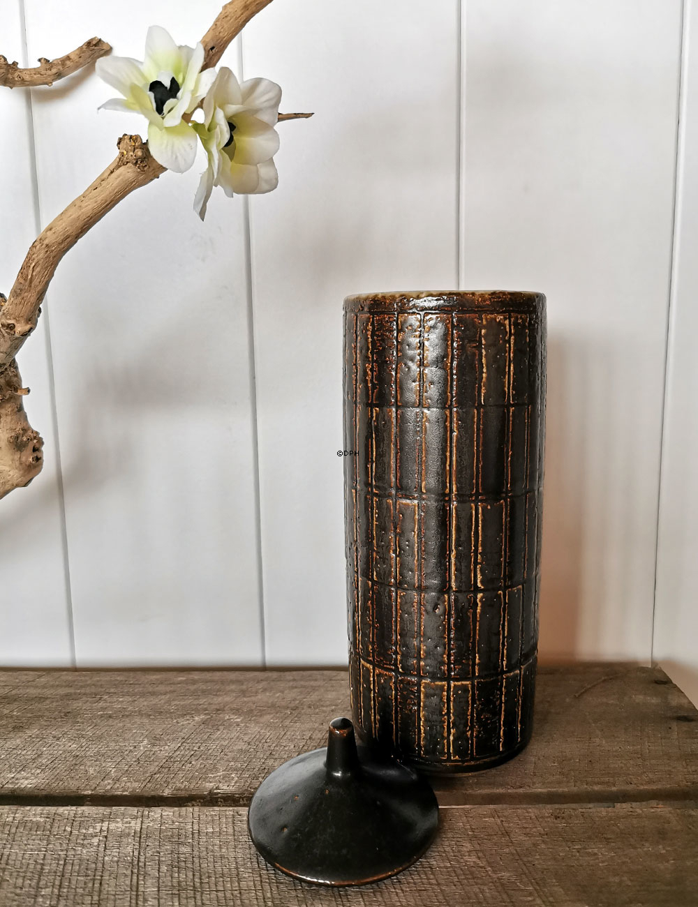 Palshus Steingutdose mit Deckel, Nr. 211, Höhe 26 cm