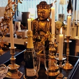 Vintage Holz-Buddha, Sitzend, Meditierend
