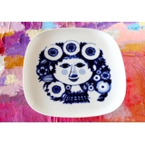 Bjorn Wiinblad Teller, Rosenthal, Dekoriert mit Dame Kopf, weiss und blau