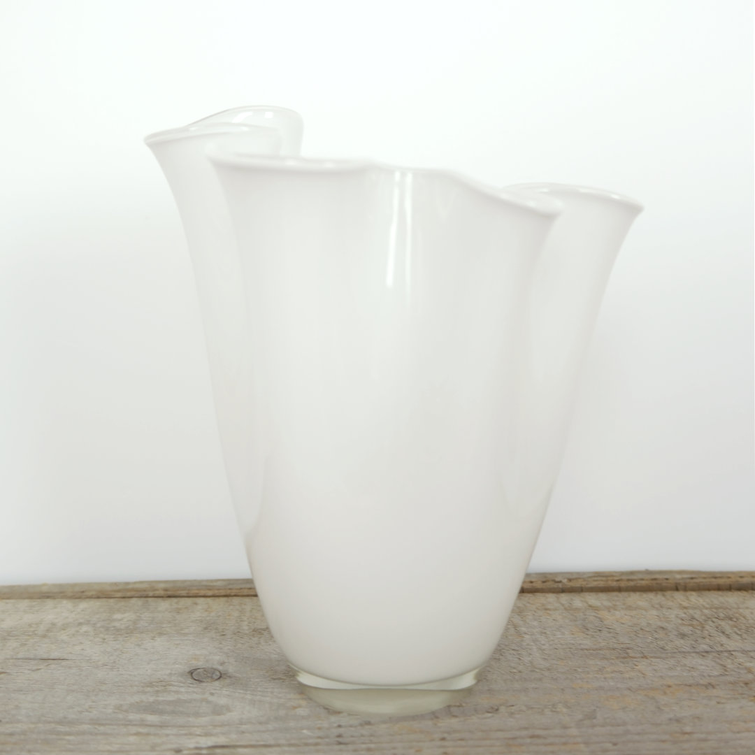 Holmegaard Vase mit Falten/Wellen, Opal