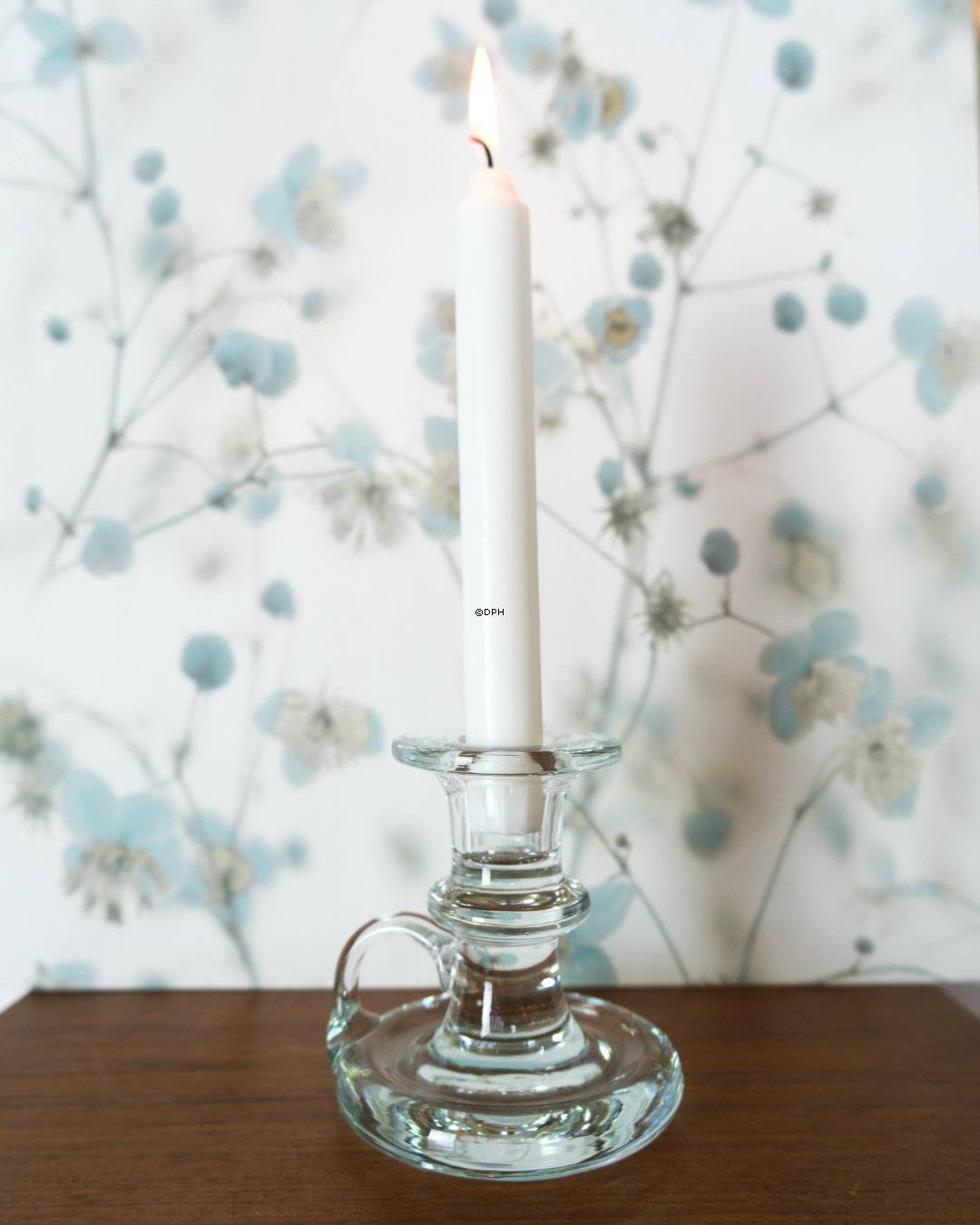 Holmegaard Kammerleuchter, Glas-Kerzenhalter, H&#xF6;he 10,5 cm.