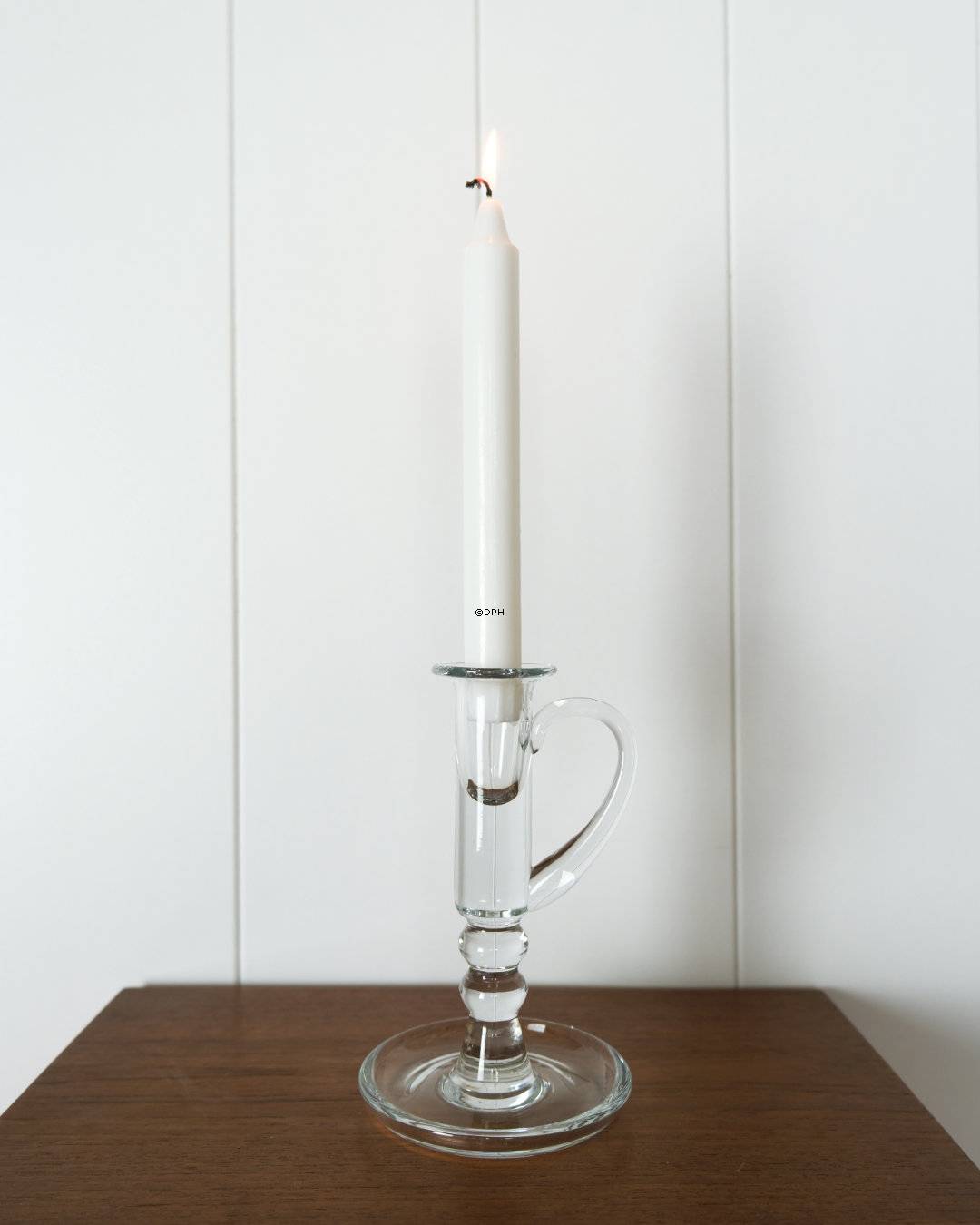 Holmegaard Kammerleuchter, Glas-Kerzenhalter, H&#xF6;he 17 cm.