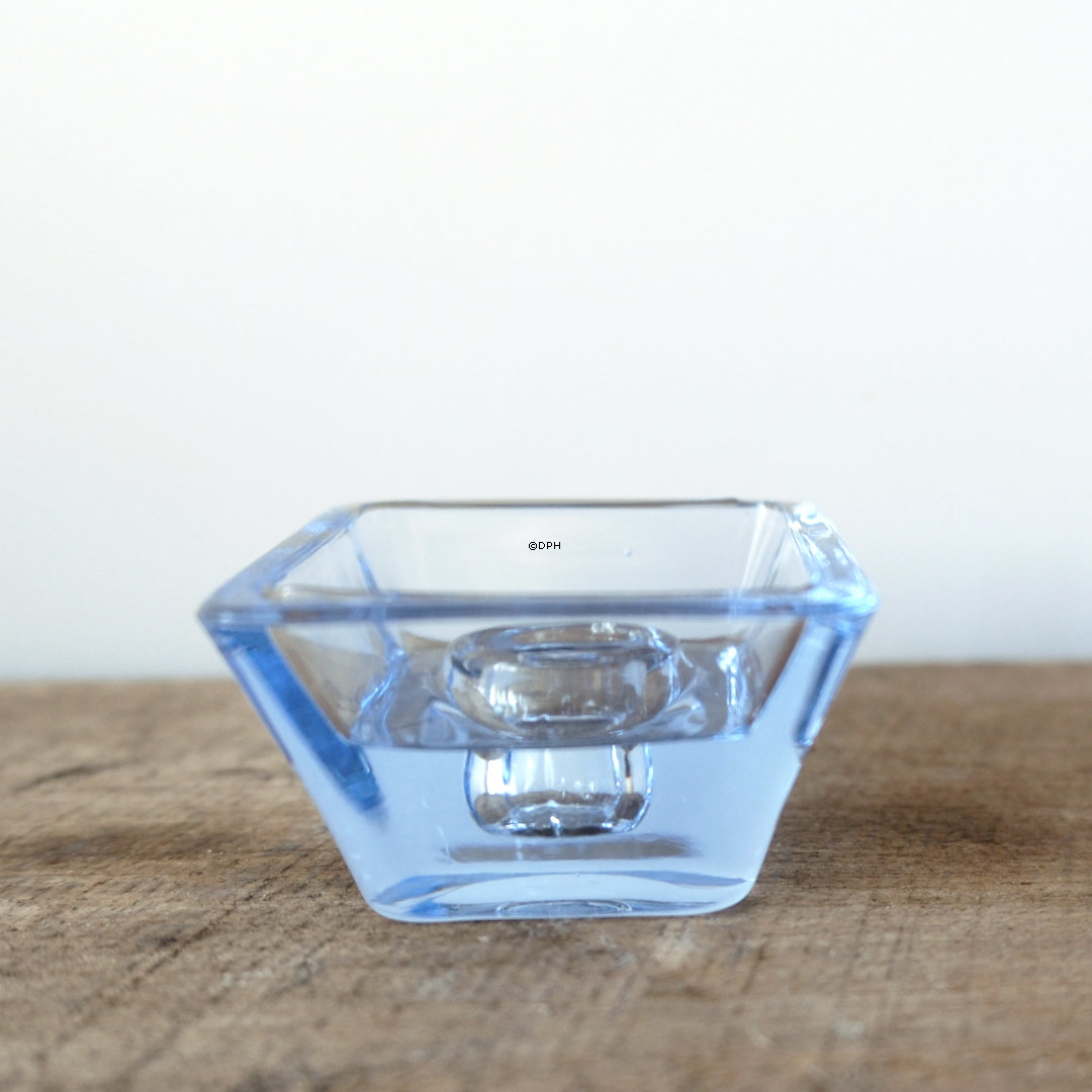 Holmegaard/Kastrup niedriger quadratischer Kerzenhalter in meerblau, für Stabkerzen