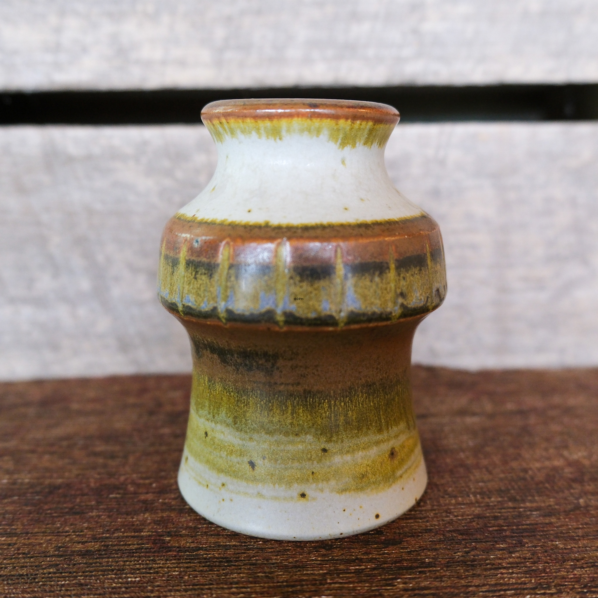 Michael Andersen Vase, Braun/Grün Glasur