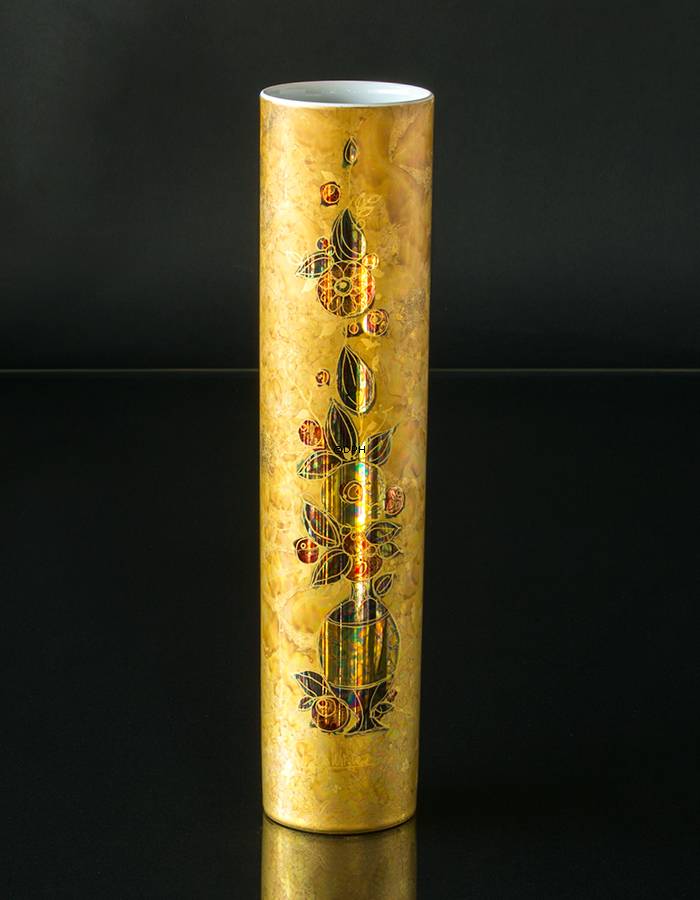 Rosenthal Bjørn Wiinblad Vase, Studio Line, in Gold dekoriert