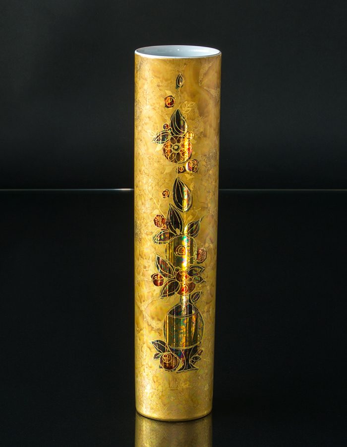 Rosenthal Bjørn Wiinblad Vase, Studio Line, in Gold dekoriert