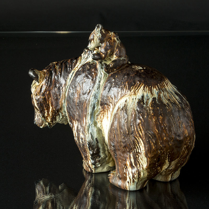 Arne Ingdam Keramik Mutter Bär mit Junge auf der Rücken, Unikum UNIKA Signiert 10 / 2-1981 Ingdam