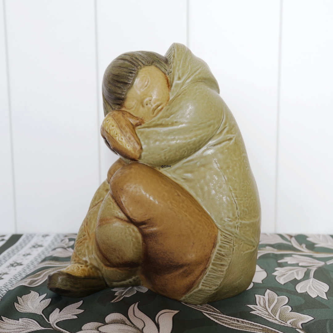 Lladro königliche spanische Figur Grünland / Inuit - Sitzende Kinder - Junge und Mädchen