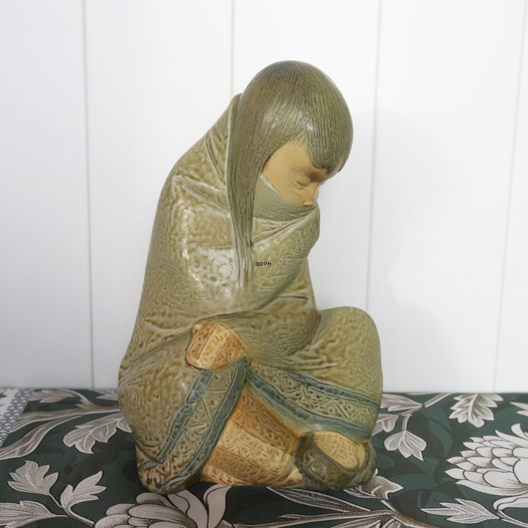 Lladro königliche spanische Figur Grünland / Inuit - Sitzende Kinder - Junge und Mädchen