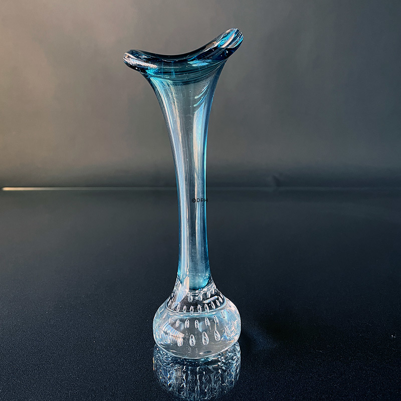 Holmegaard Solifleur/Orchideenvase mit grünem Dreieck am Boden eingelegt