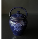Großes Mutterschaftsglas (Dose mit Deckel) aus Keramik mit schöner blauer Glasur