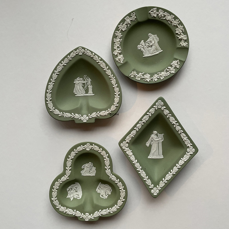 Wedgwood Jasperware Schüsselset grün mit weißem Relief, 4 Stk.
