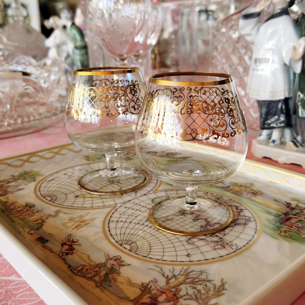 Alkohol/ Cognac -Glas mit goldener Kante, alt, 15 PCs.