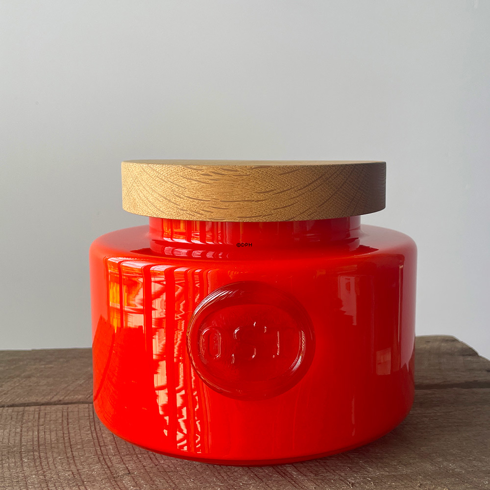 Holmegaard Orange Palette Vorratsdose mit Text "Ost" (Käse) Design Michael Bang