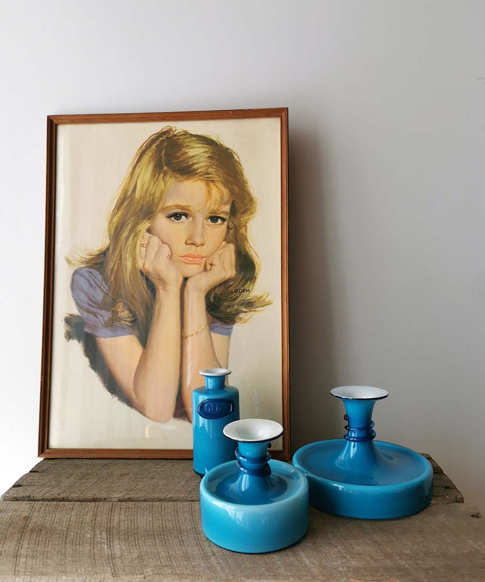 Holmegaard Blau Palette Kerzenhalter Design Michael Bang