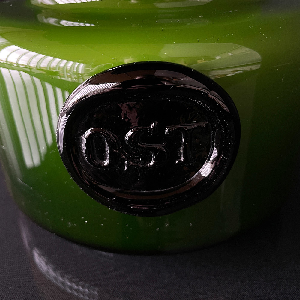 Holmegaard Grün Palette Vorratsdose mit Text "Ost" (Käse) ohne Deckel Design Michael Bang