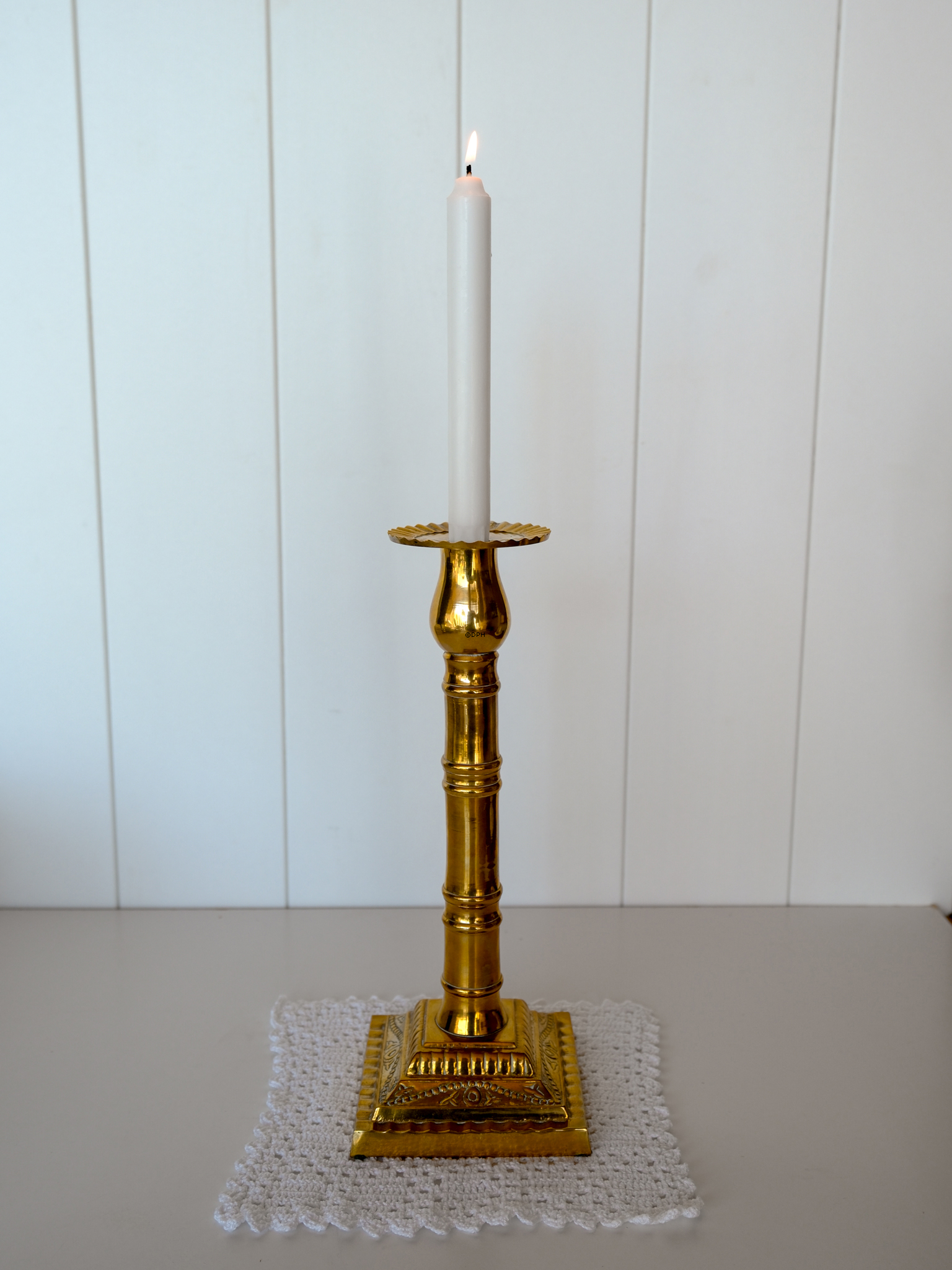 Alter Messing-Kerzenhalter für normale Kerzen, 32 cm