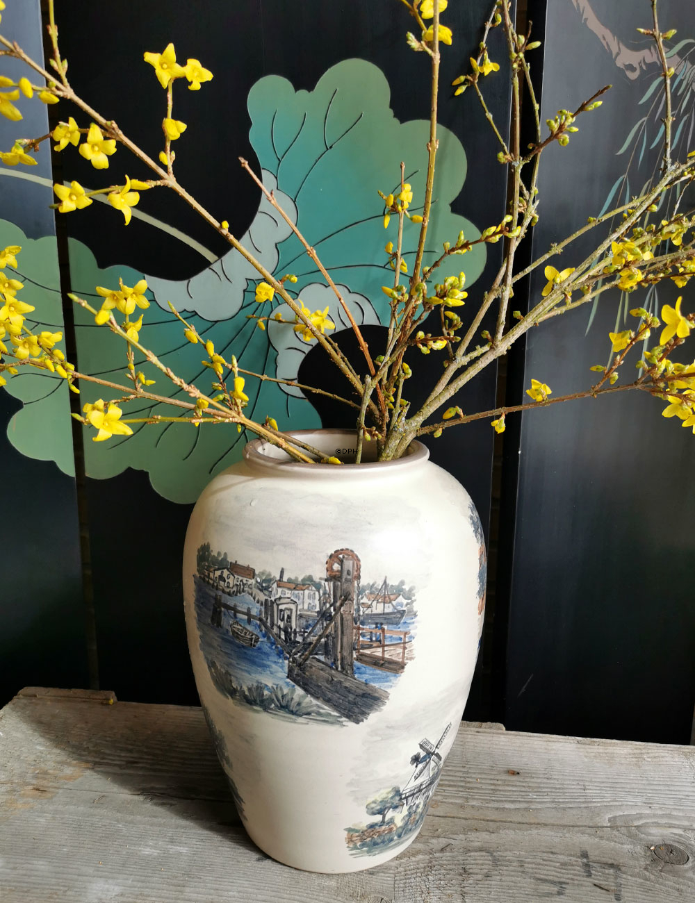 Emil Ruge Vase mit Motiven aus Südjütland
